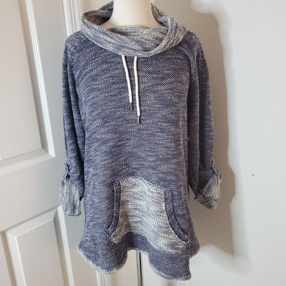 Kensie Performance Womens Roll-Tab Sleeve Cowl Neck Pullover Sweater Size XL